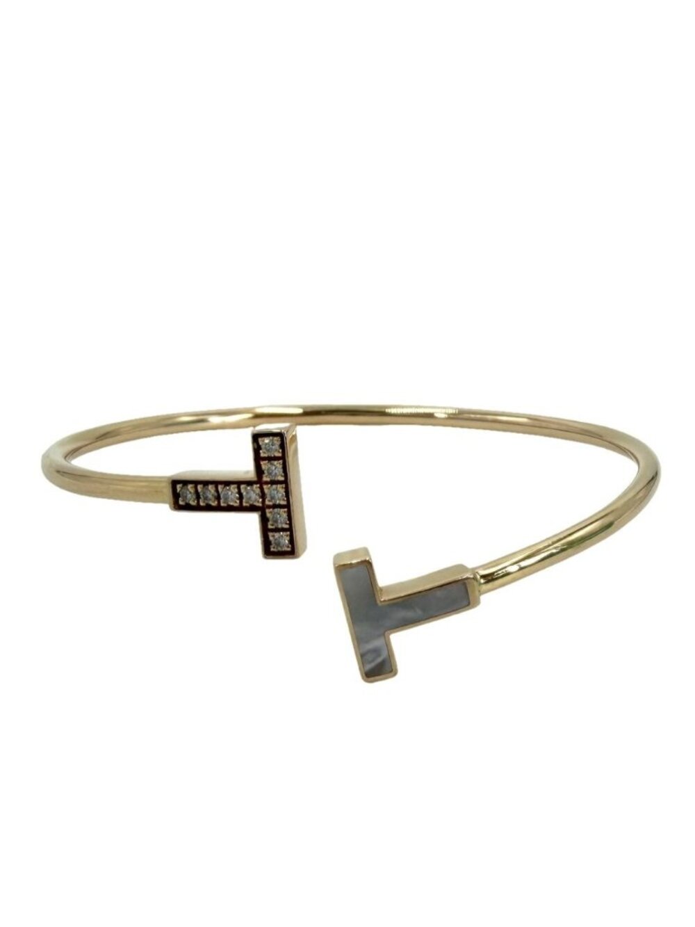 Tiffany & Co Bangle T Wire Bracelet Pink Gold Diamond
